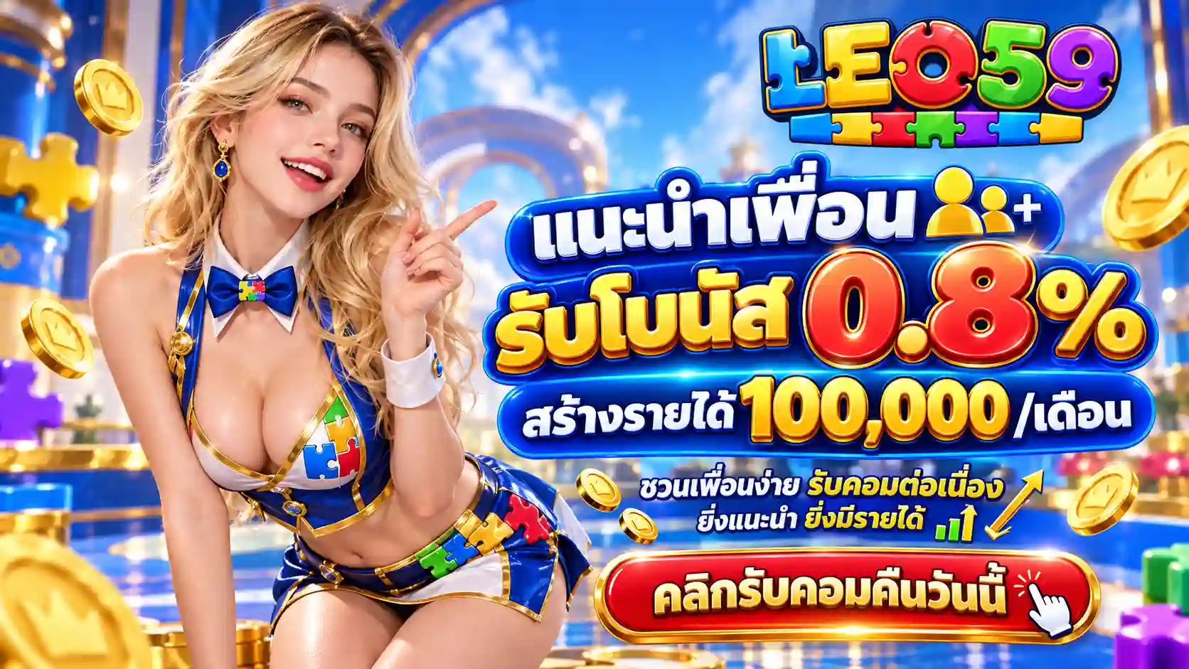 LEO59 แนะนำเพื่อน รับโบนัส 0.8%